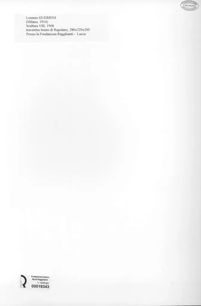 Anonimo , Guerrini, Lorenzo - sec. XX - Scultura VIII , retro