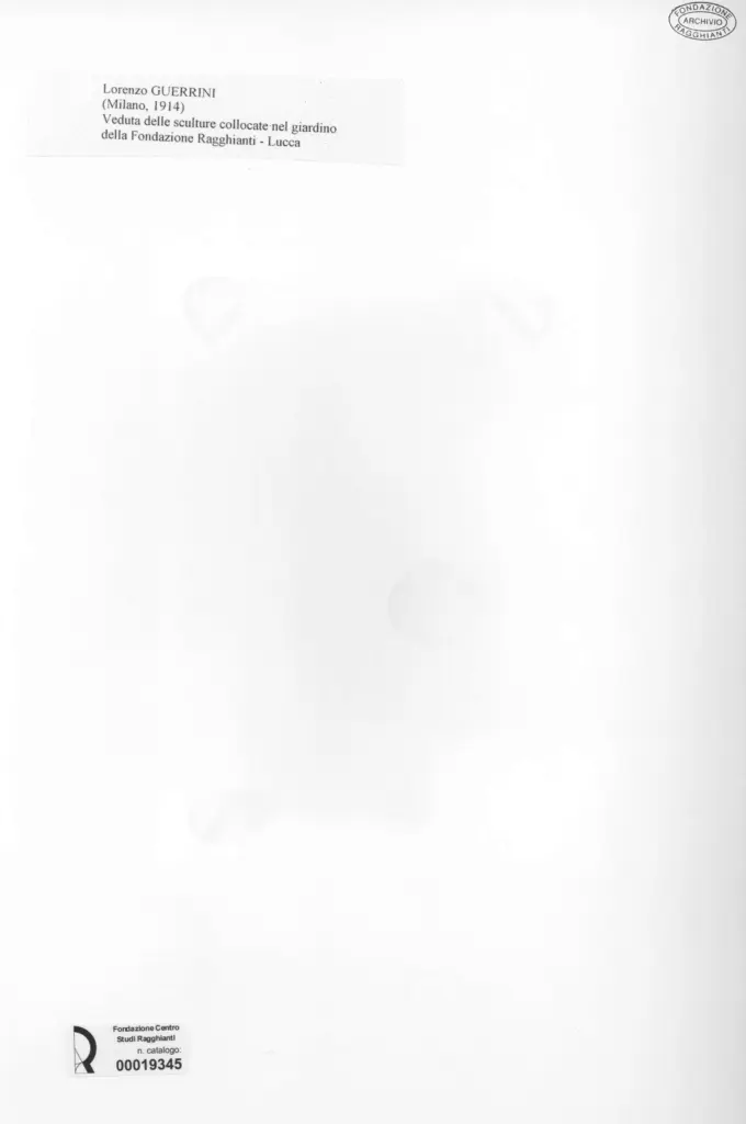 Anonimo , Guerrini, Lorenzo - Vedita delle sculture collocate nel giardino della Fondazione Ragghianti , retro