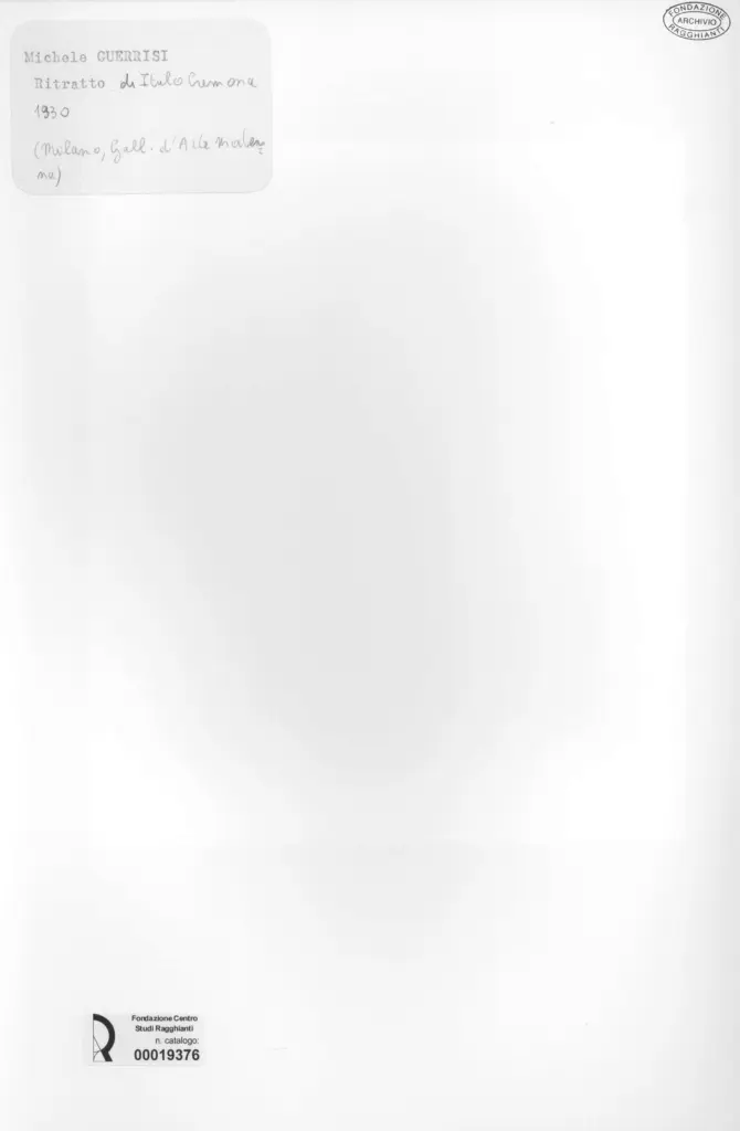 Anonimo , Guerrisi, Michele - sec. XX - Ritratto di Italo Cremona , retro