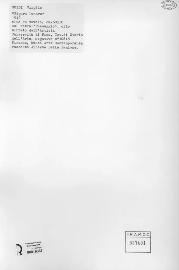 Universit&agrave; di Pisa. Dipartimento di Storia delle Arti&nbsp; , Guidi, Virgilio - sec. XX - , retro