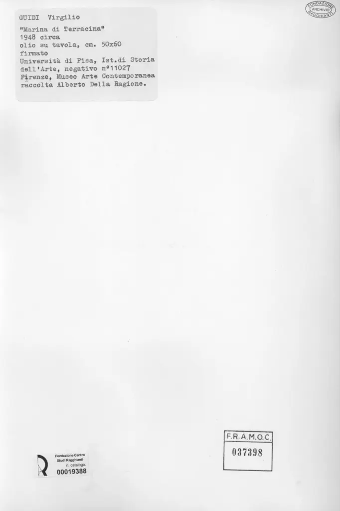 Universit&agrave; di Pisa. Dipartimento di Storia delle Arti&nbsp; , Guidi, Virgilio - sec. XX , retro