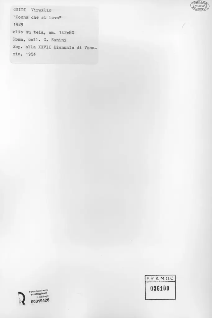 Anonimo , Guidi, Virgilio - sec. XX - Donna che si leva , retro