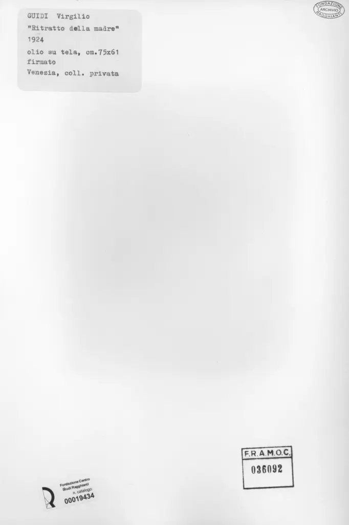 Anonimo , Guidi, Virgilio - sec. XX - Ritratto della madre , retro