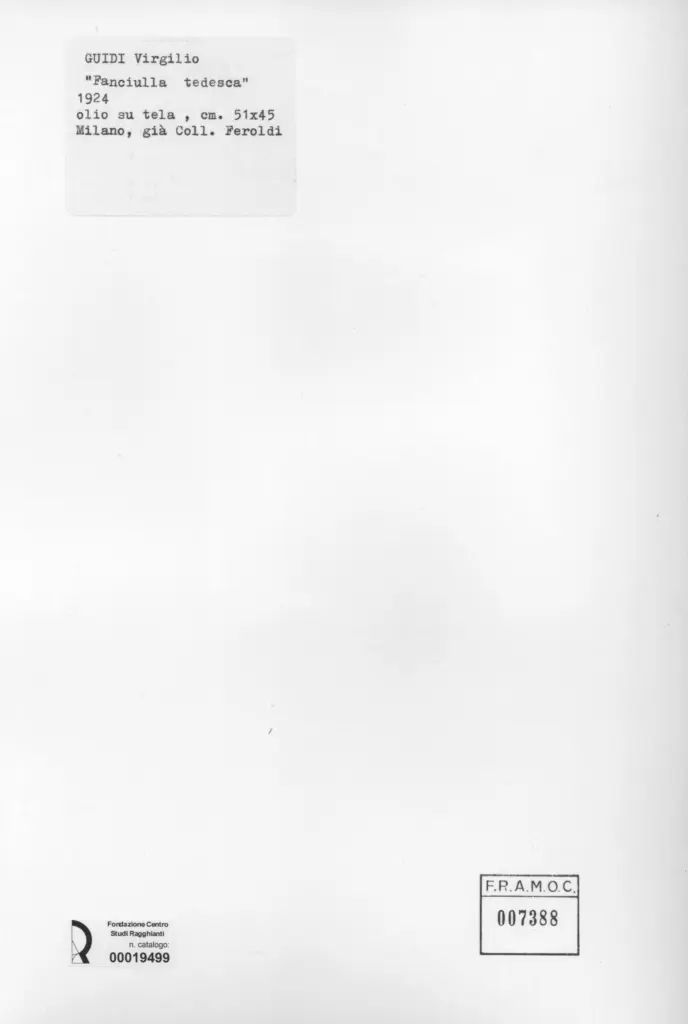 Anonimo , Guidi, Virgilio - sec. XX - Fanciulla tedesca , retro