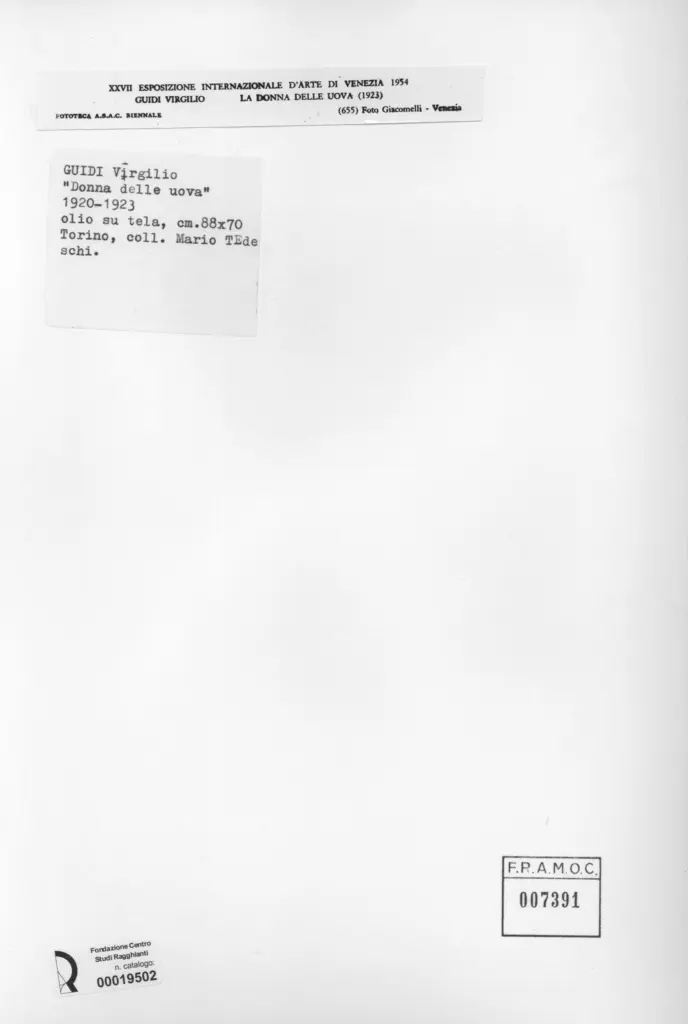 Giacomelli , Guidi, Virgilio - sec. XX - La donna delle uova , retro