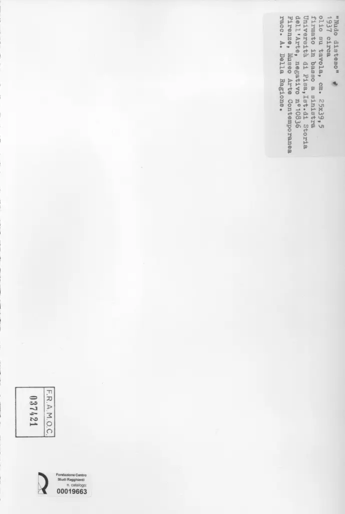 Anonimo , Guttuso, Renato - sec. XX - Nudo disteso , retro