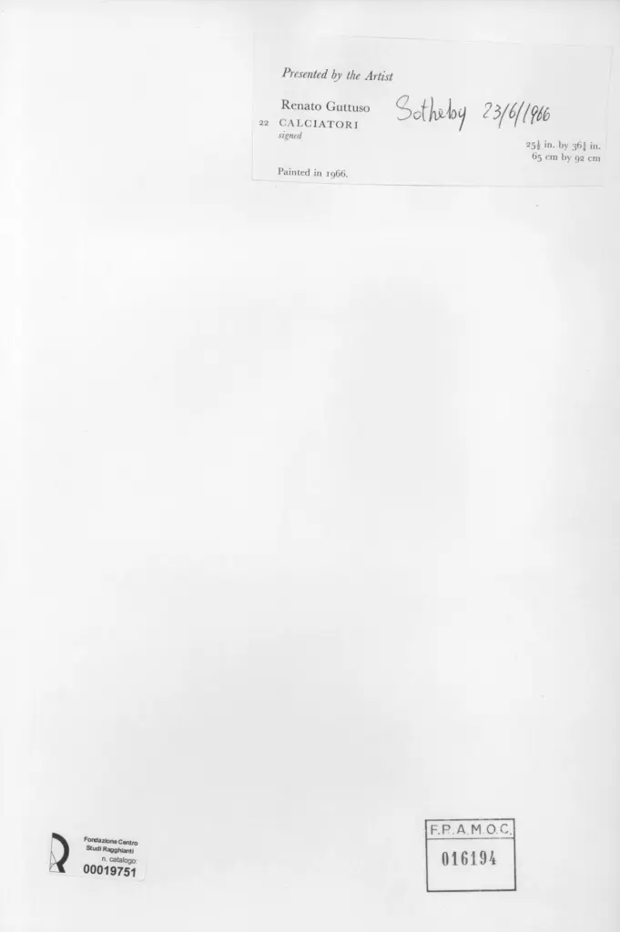 Guttuso, Renato - sec. XX , retro