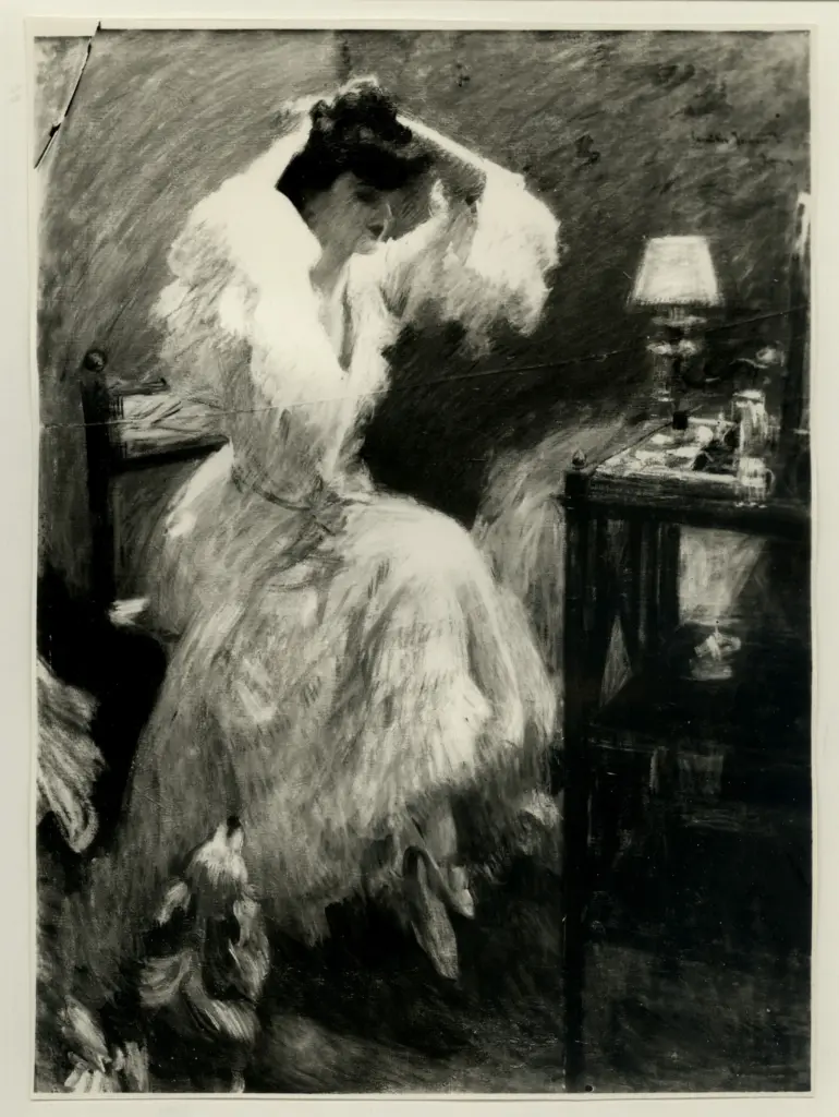 B&ouml;hm, Osvaldo , Innocenti, Camillo - sec. XX - Alla toilette , fronte