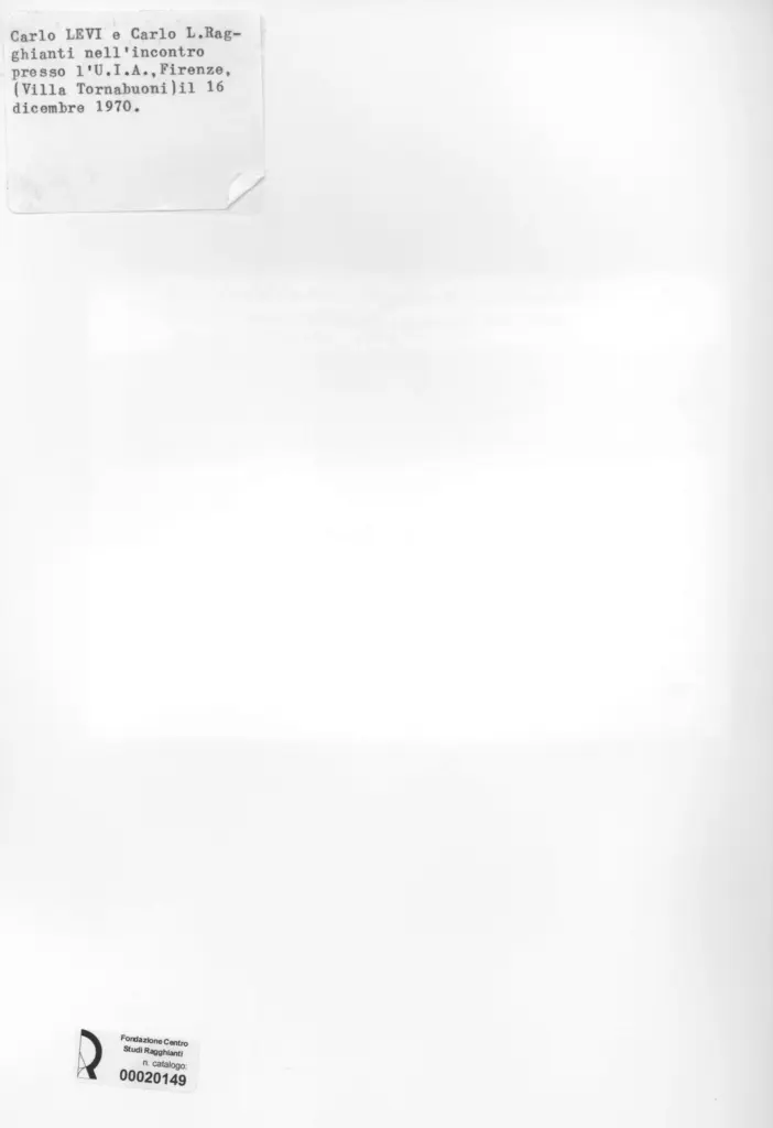 Foto Fiorenza , Carlo Levi e Carlo L. Ragghianti nell'incontro presso l'U.I.A. di Firenze (Villa Tornabuoni) , retro
