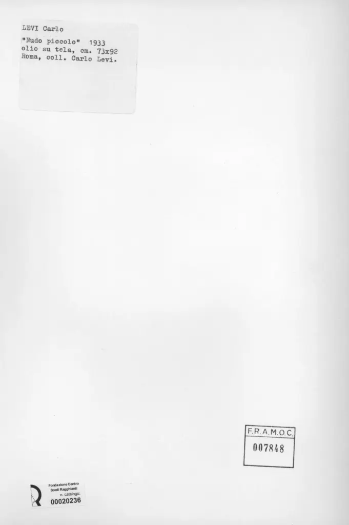 Anonimo , Levi, Carlo - sec. XX - Nudo piccolo , retro