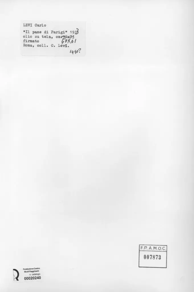 Anonimo , Levi, Carlo - sec. XX - Il pane di Parigi , retro
