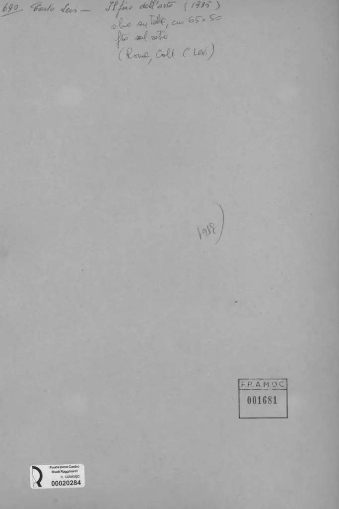 Anonimo , Levi, Carlo - sec. XX - Il fico dell'orto , retro