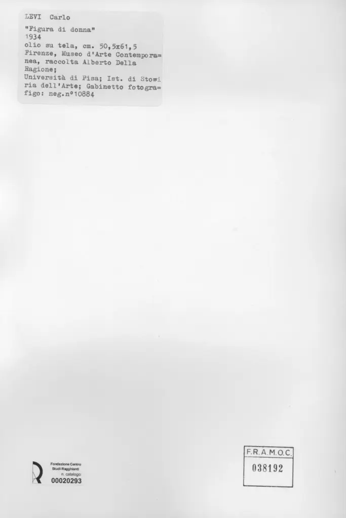 Universit&agrave; di Pisa. Dipartimento di Storia delle Arti , Levi, Carlo - sec. XX , retro