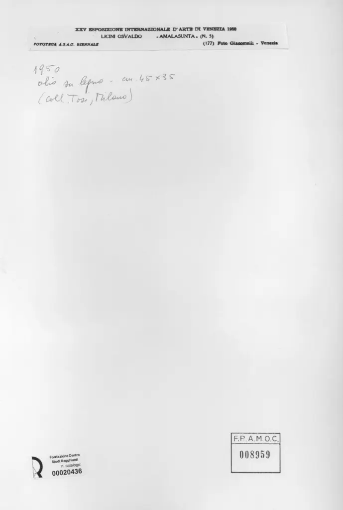 Giacomelli , Licini, Osvaldo - sec. XX - Amalasunta , retro