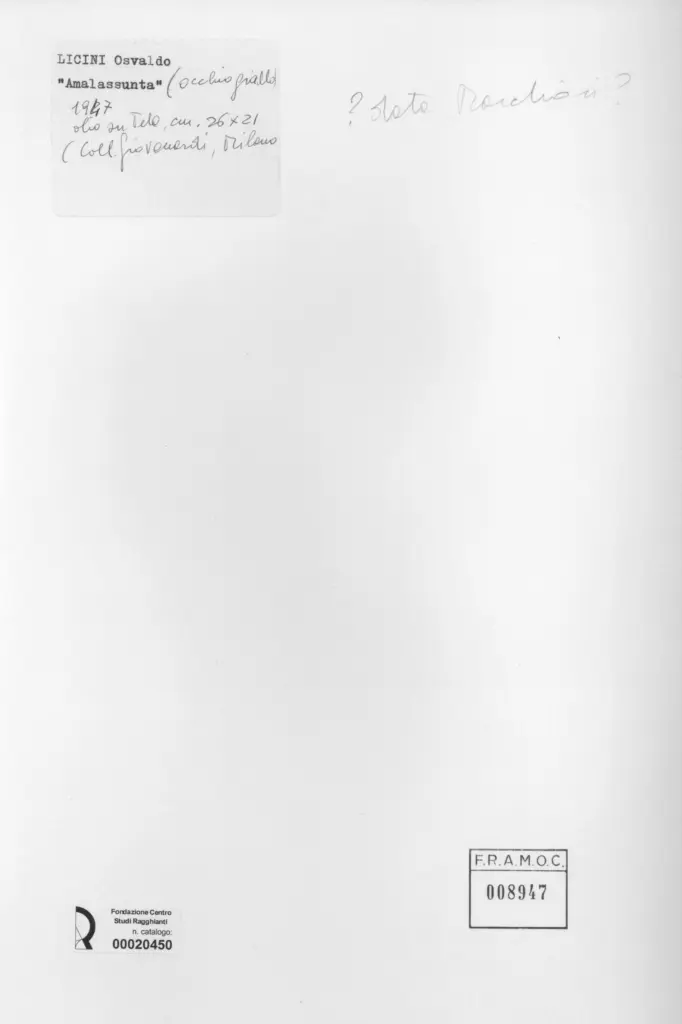 Anonimo , Licini, Osvaldo - sec. XX - Amalassunta , retro