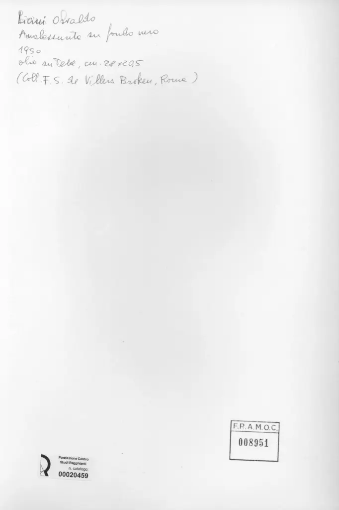 Anonimo , Licini, Osvaldo - sec. XX - Amalassunta su fondo nero , retro