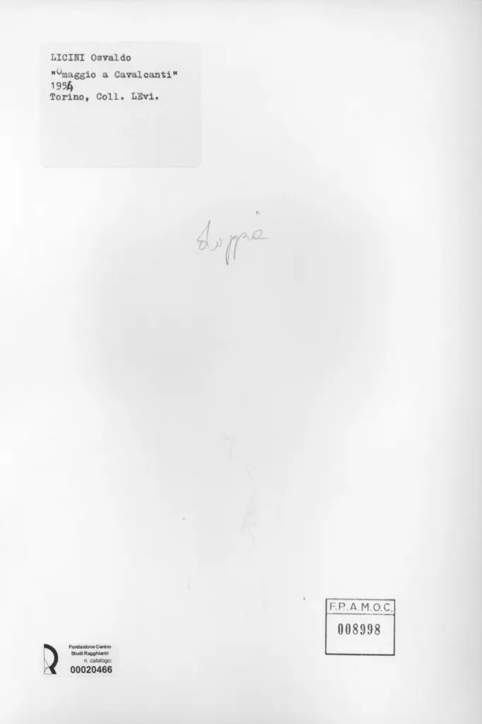 Anonimo , Licini, Osvaldo - sec. XX - Omaggio a Cavalcanti , retro