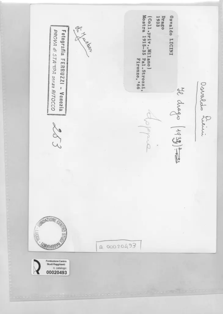 Fotografia Ferruzzi , Licini, Osvaldo - sec. XX - Il drago , retro