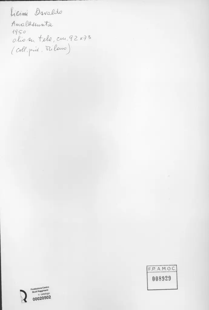 Anonimo , Licini, Osvaldo - sec. XX - Amalassunta , retro