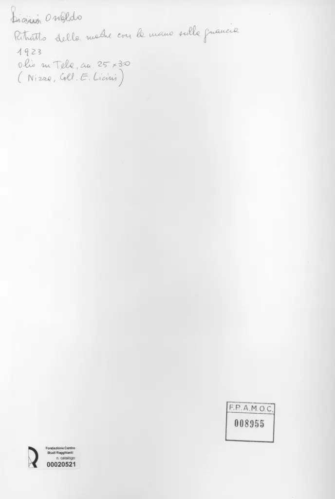 Anonimo , Licini, Osvaldo - sec. XX - Ritratto della madre con la mano sulla guancia , retro