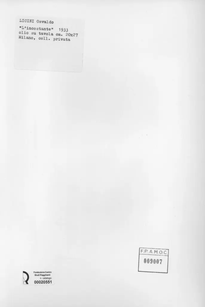 Anonimo , Licini, Osvaldo - sec. XX - L'incostante , retro