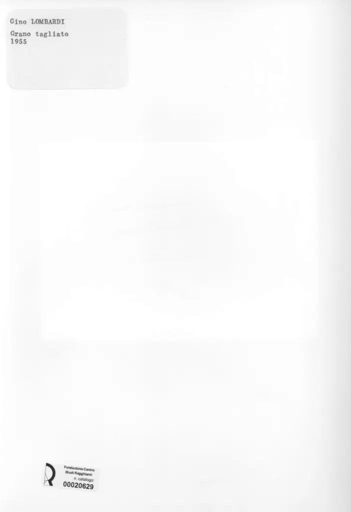Anonimo , Lombardi, Gino - sec. XX - Grano tagliato , retro