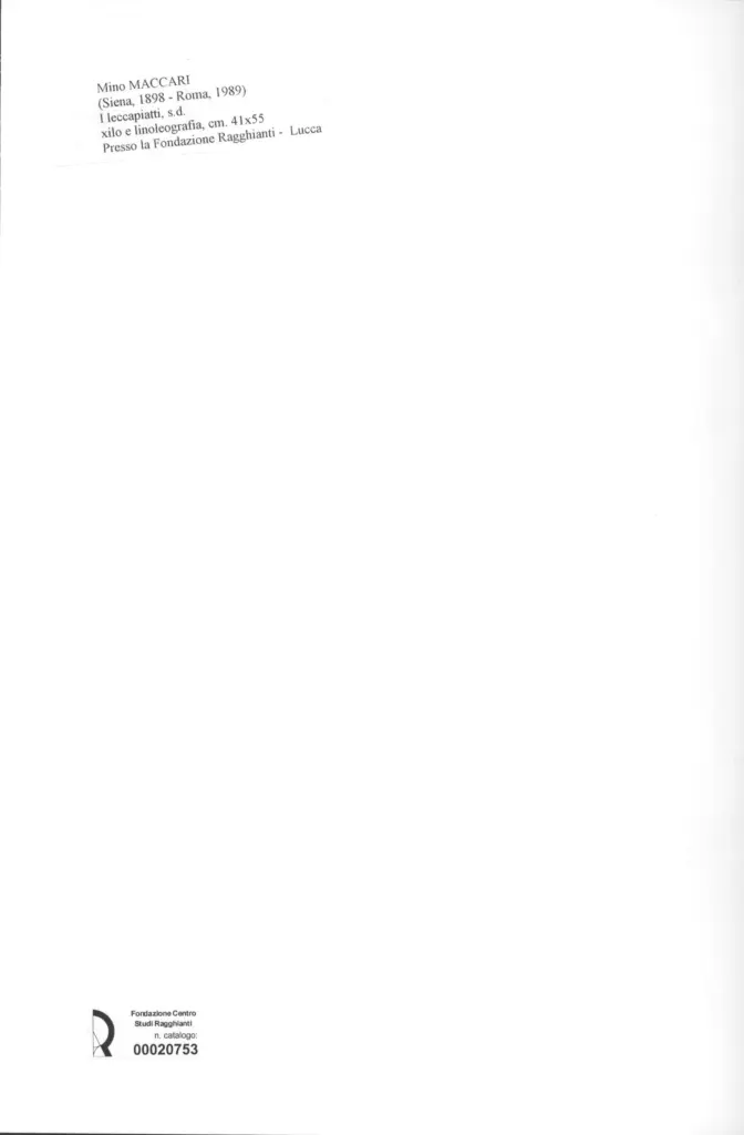 Anonimo , Maccari, Mino - sec. XX - I leccapiatti , retro