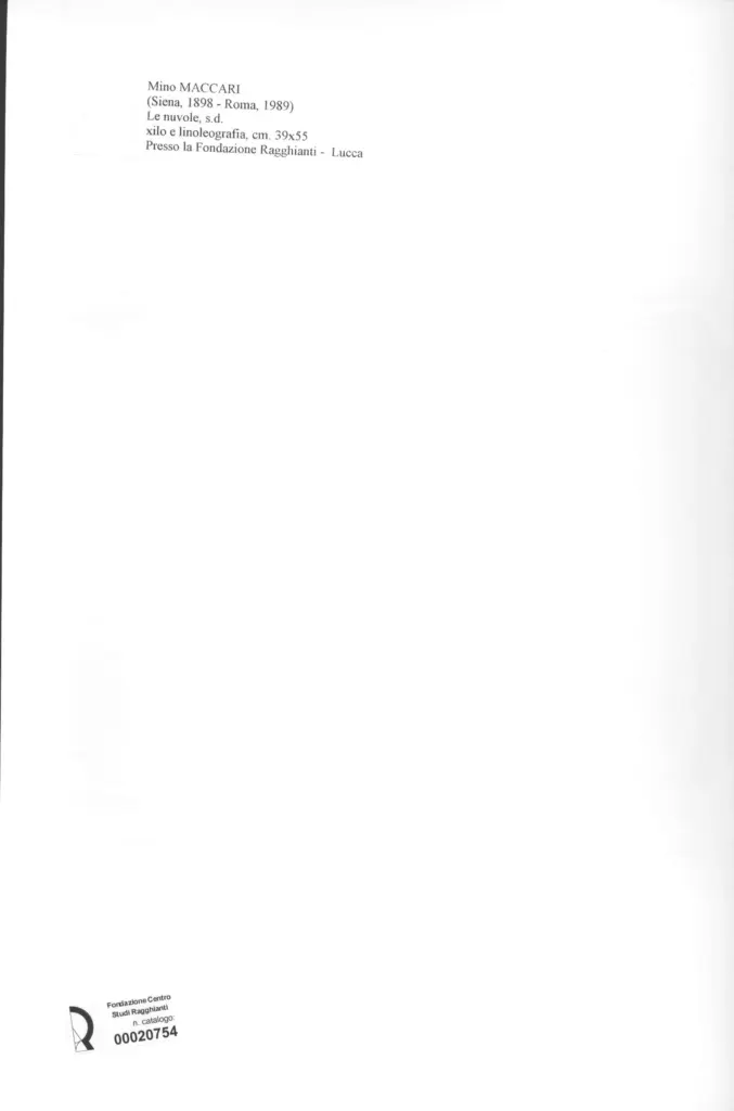 Anonimo , Maccari, Mino - sec. XX - Le nuvole , retro