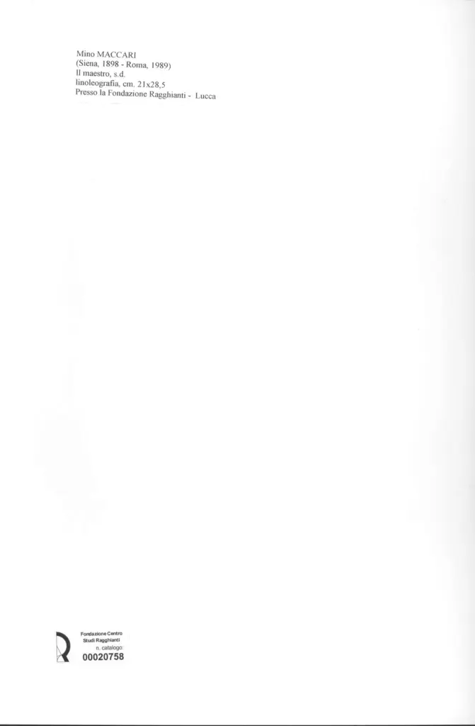 Anonimo , Maccari, Mino - sec. XX - Il maestro , retro