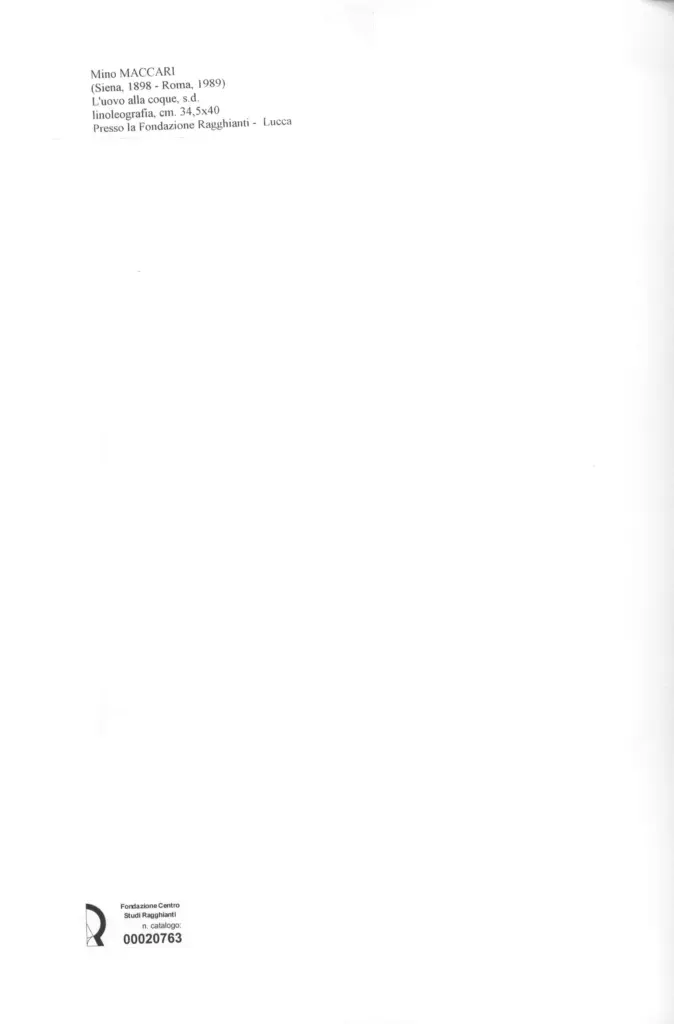 Anonimo , Maccari, Mino - sec. XX - L'uovo alla coque , retro