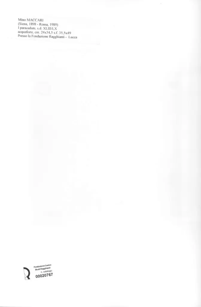 Anonimo , Maccari, Mino - sec. XX - I Paracadute , retro