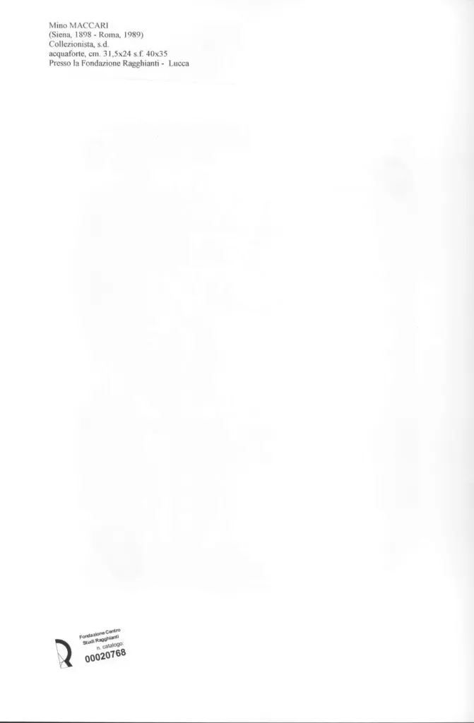 Anonimo , Maccari, Mino - sec. XX - Collezionista , retro