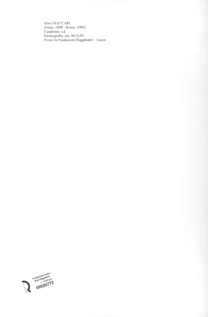 Anonimo , Maccari, Mino - sec. XX - Il padrone , retro