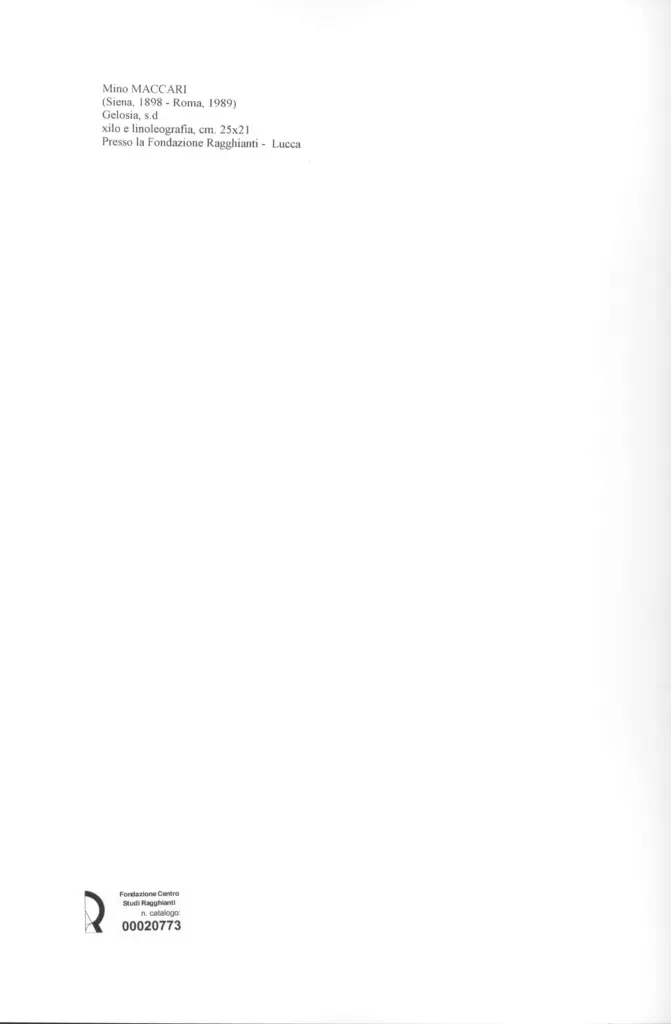 Anonimo , Maccari, Mino - sec. XX - Gelosia , retro