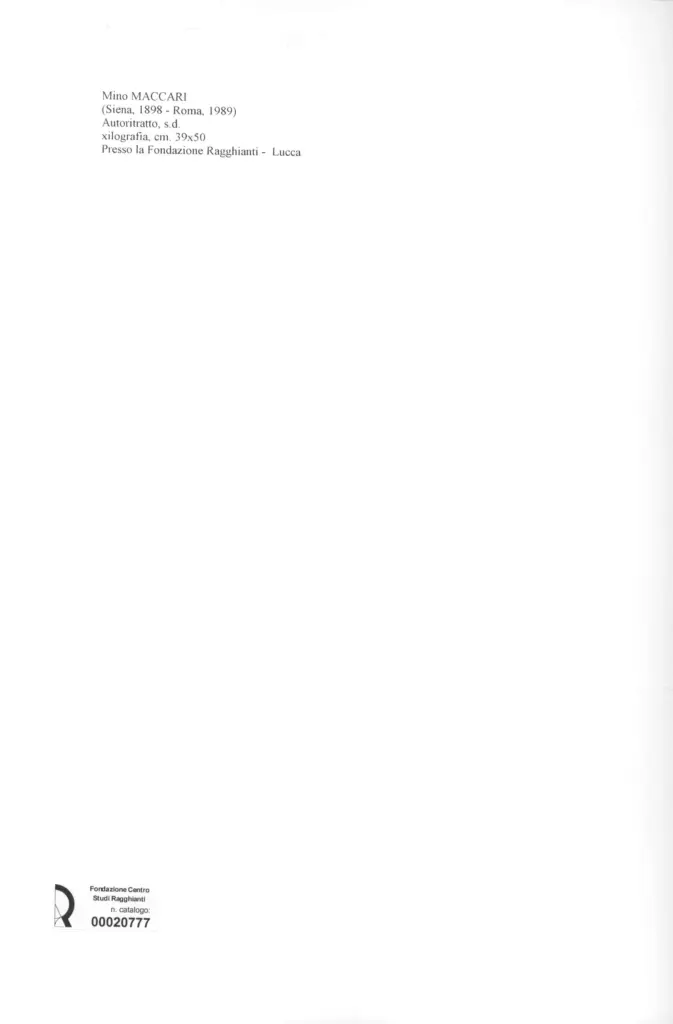 Anonimo , Maccari, Mino - sec. XX - Autoritratto , retro