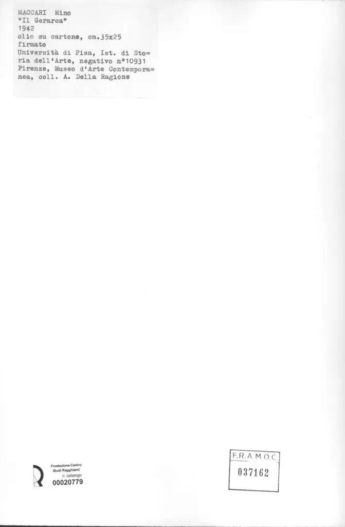 Universit&agrave; di Pisa. Dipartimento di Storia delle Arti , Maccari, Mino - sec. XX - , retro