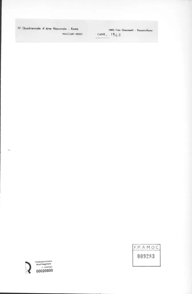Giacomelli , Maccari, Mino - sec. XX - Caff&egrave; , retro