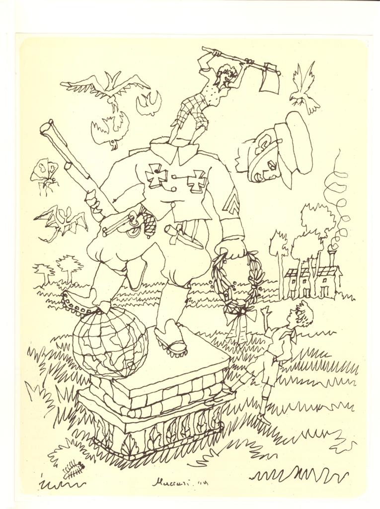 Anonimo , Maccari, Mino - sec. XX - Disegno di guerra , fronte