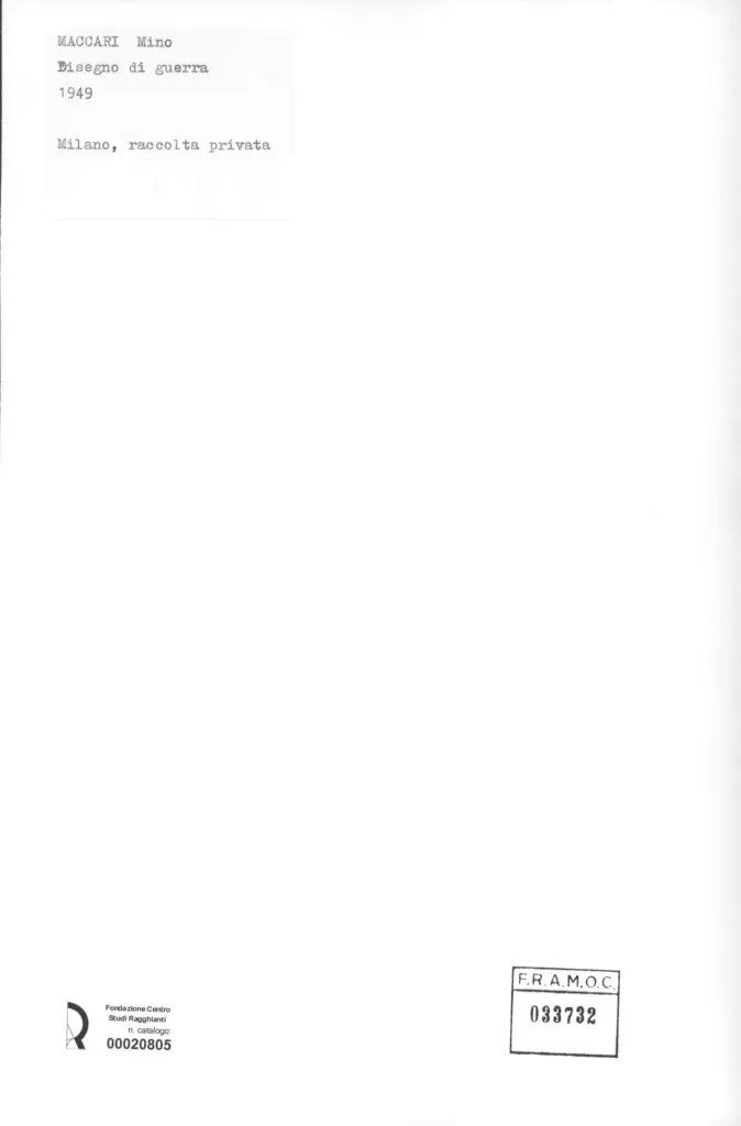 Anonimo , Maccari, Mino - sec. XX - Disegno di guerra , retro