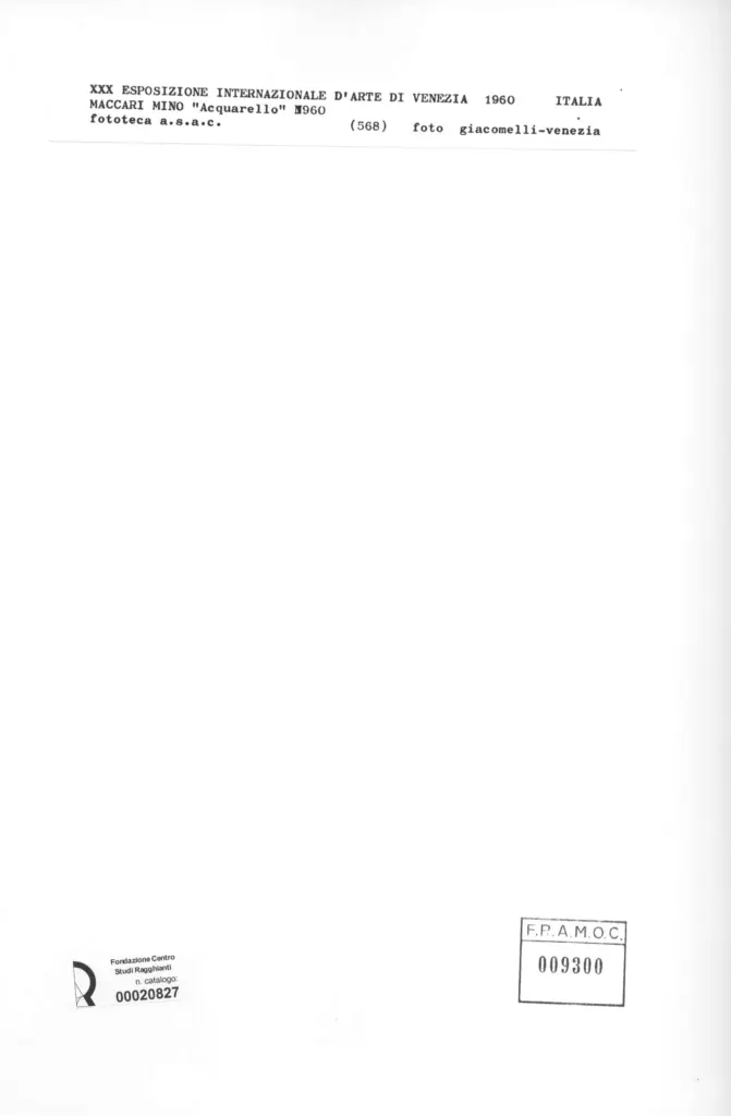 Giacomelli , Maccari, Mino - sec. XX - Acquerello , retro