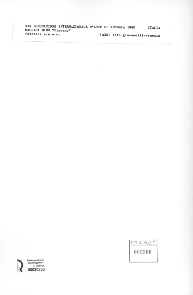 Giacomelli , Maccari, Mino - sec. XX - Disegno , retro