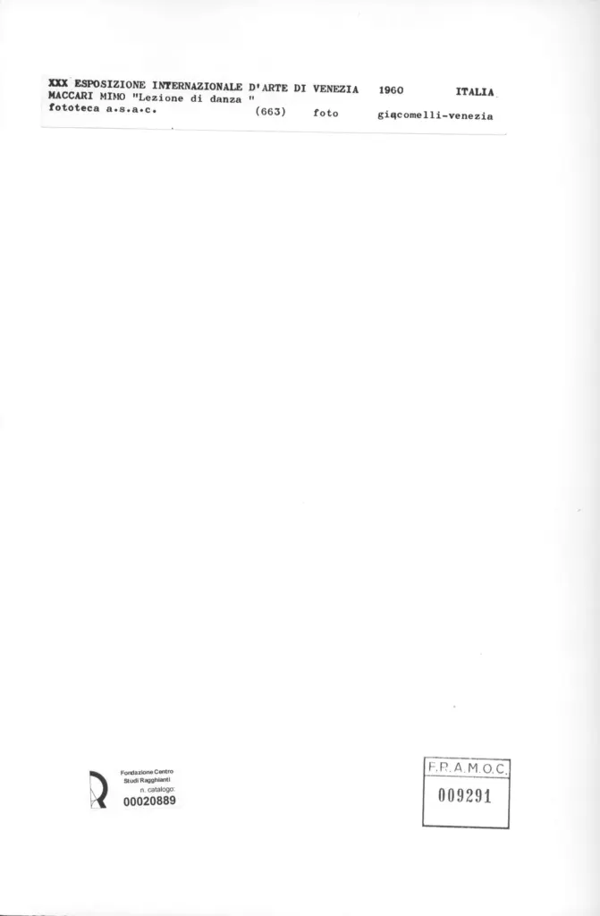 Giacomelli , Maccari, Mino - sec. XX - Lezione di danza , retro