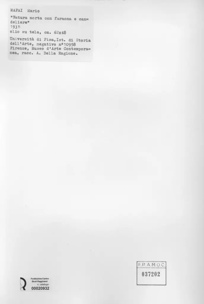 Universit&agrave; di Pisa. Dipartimento di Storia delle Arti&nbsp; , Mafai, Mario - sec. XX -