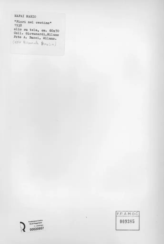 Bacci, Attilio , Mafai, Mario - sec. XX - Fiori nel cestino , retro