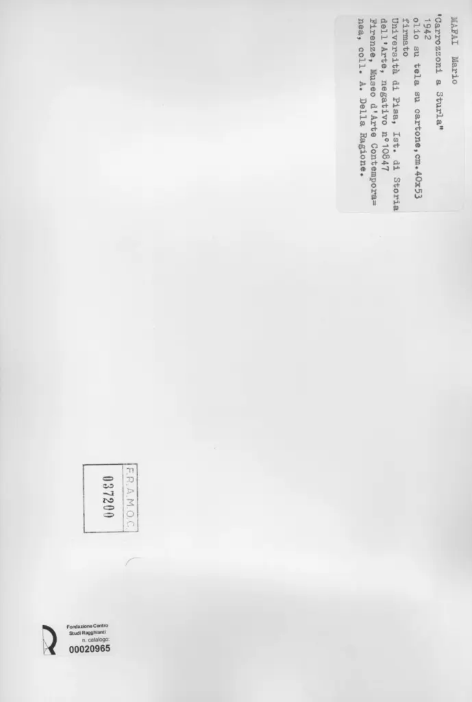 Universit&agrave; di Pisa. Dipartimento di Storia delle Arti&nbsp; , Mafai, Mario - sec. XX - , retro