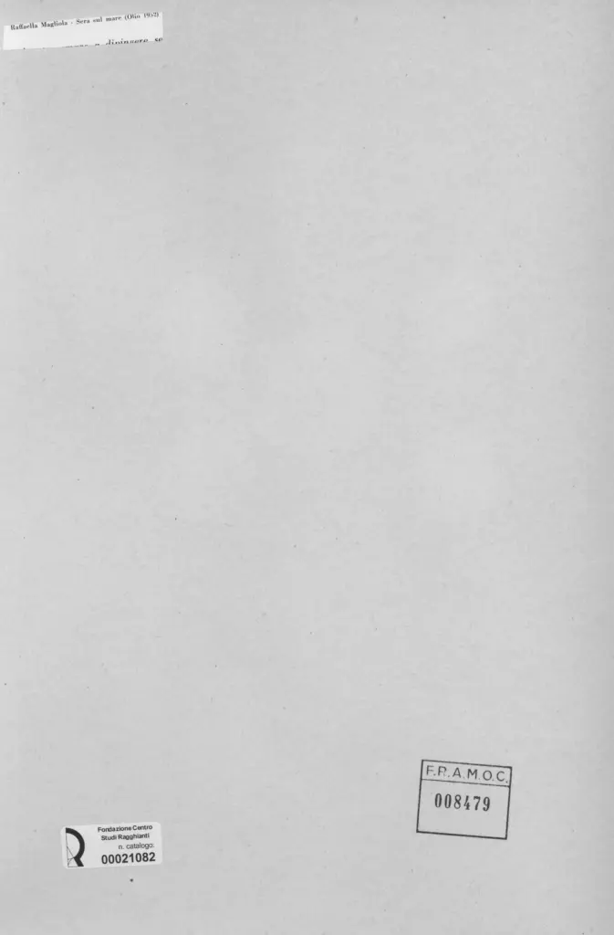 Anonimo , Magliola, Raffaella - sec. XX - Sera sul mare , retro