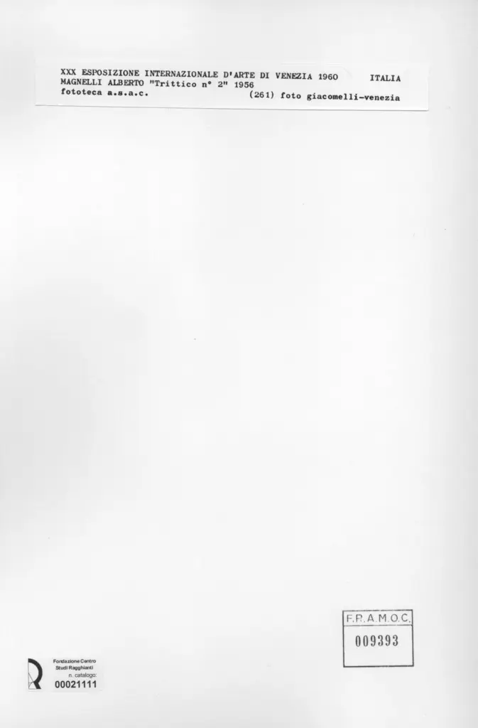 Giacomelli , Magnelli, Alberto - sec. XX - Trittico n.2 , retro