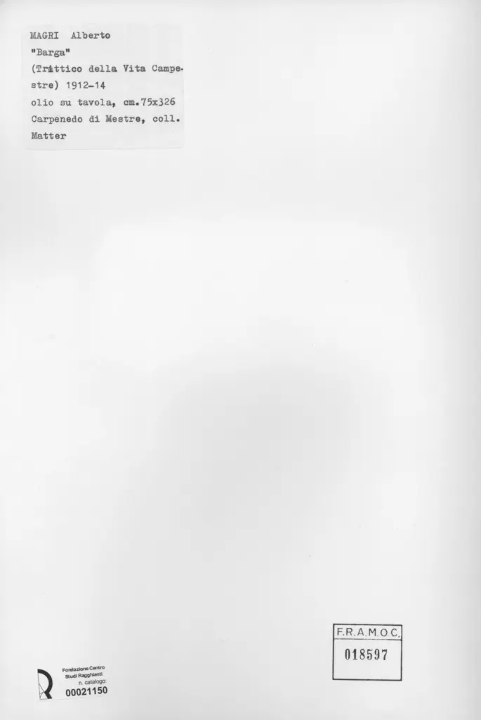 Anonimo , Magri, Alberto - sec. XX - Trittico della vita campestre - Barga , retro