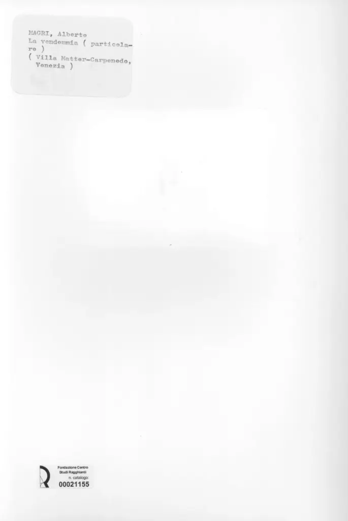 Anonimo , Magri, Alberto - sec. XX - La vendemmia (particolare) , retro