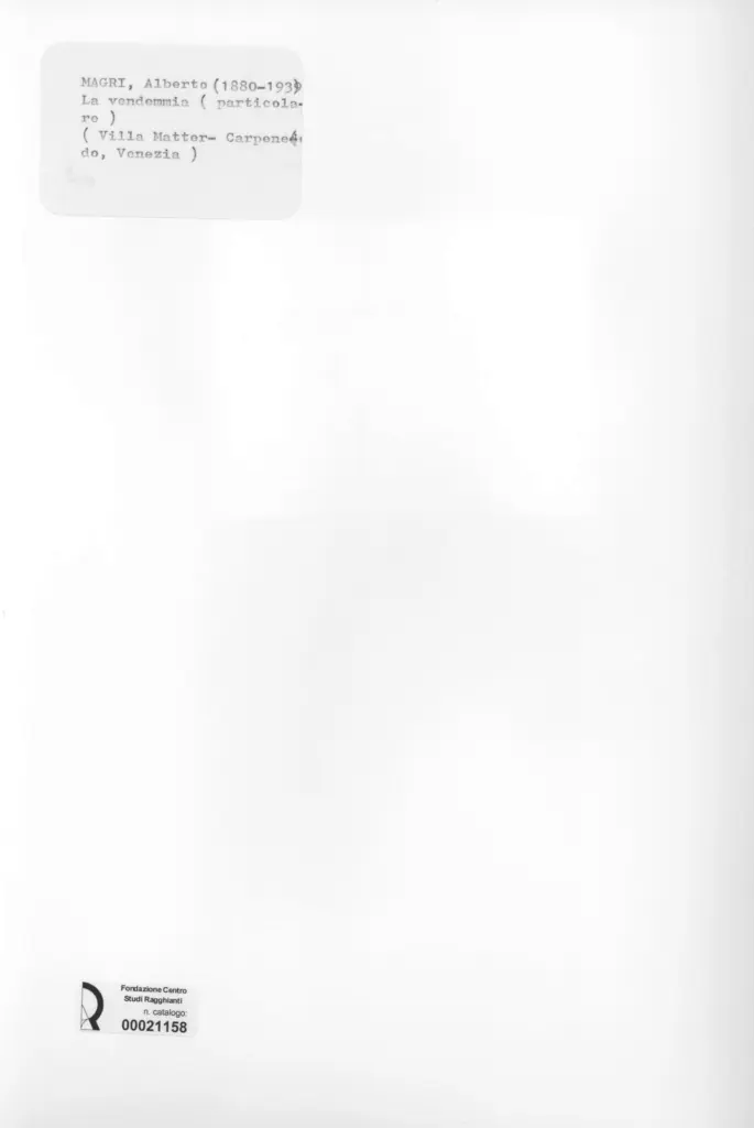 Anonimo , Magri, Alberto - sec. XX - La vendemmia (particolare) , retro